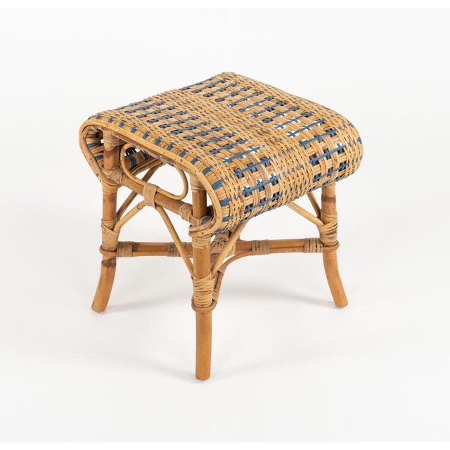 Mid-Century Rattan and Bamboo Stool, 1960s For Sale - Image 4 of 17