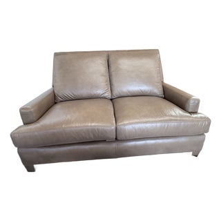 Lee Industries Leather Loveseat For Sale