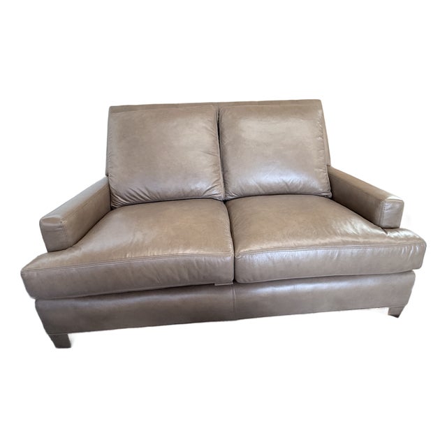Lee Industries Leather Loveseat For Sale
