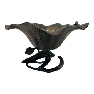 Vintage Bronze Lotus Bowl For Sale