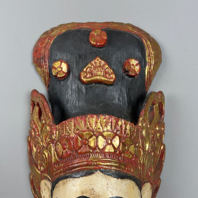 Large Vintage Sita Goddess Mask in Wood For Sale - Image 5 of 11