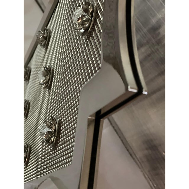 Brand new High Quality Beautiful Modern Stainless Steel Silver Mesh Floral Fireplace Fire Screen Measures: 50" Long x 35"...