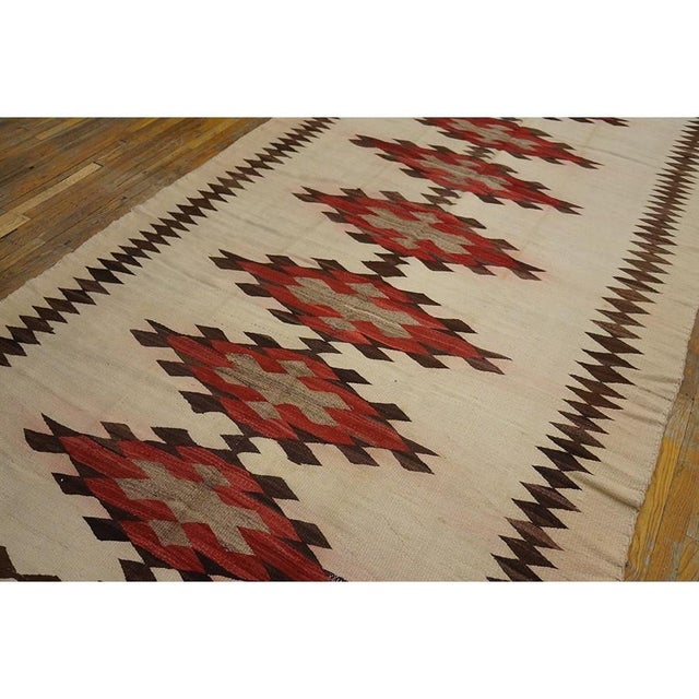 1930s 1930s Rustic Beige Field Geometric Antique American Navajo Flatweave Wool Rug For Sale - Image 5 of 10