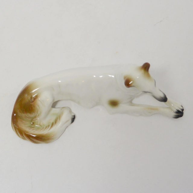 Ceramic 1920s Sitzendorf Porcelain Borzoi Figurine, Antique Dog, Art Deco Borzoi Dog Figurine For Sale - Image 7 of 9