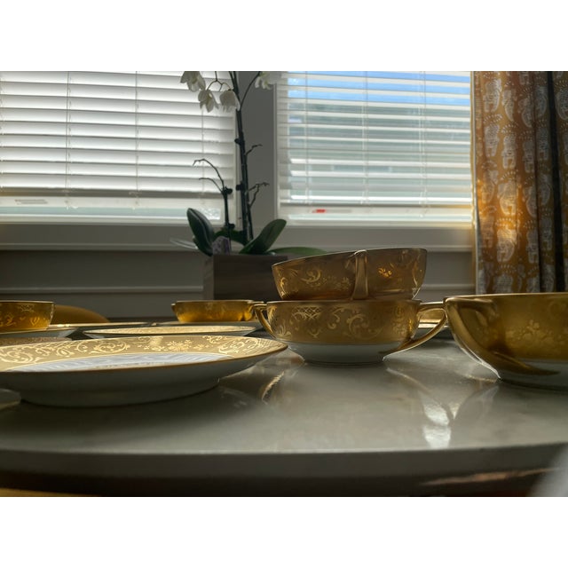 1920s 1920s Rosenthal Very Rare 10 Donatello Gold Plated Soup Bowls and Saucers For Sale - Image 5 of 7