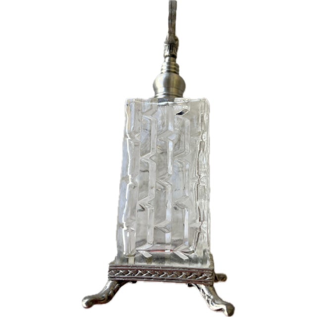 Elevate your vanity, dressing table, or curio cabinet with this striking vintage mid-century textured glass perfume...