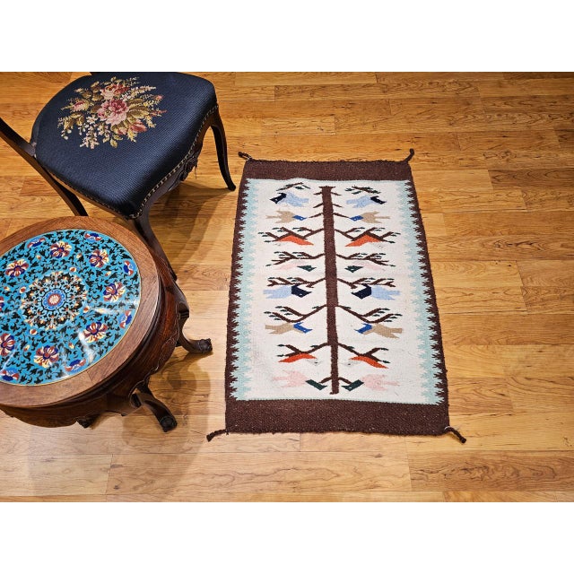 American Vintage Native American Navajo Rug, Handwoven Wool, Tree of Life Pattern, 2x3 For Sale - Image 3 of 13