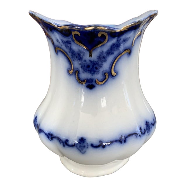 Antique Flow Blue Small Vase For Sale