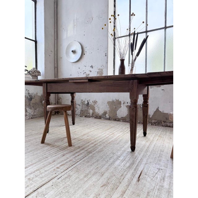 Vintage Farmhouse Table in Oak with Integrated Extensions, 1950s For Sale - Image 16 of 18