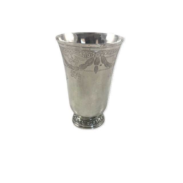 French Antique French Paris Large Sterling Silver Beaker Goblet or Cup | 18th C For Sale - Image 3 of 9