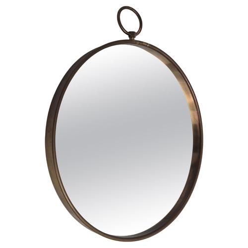 Metal Swedish Modern Pocketwatch-Shaped Mirror with Brass Frame from Firma Svenskt Tenn, 1950s For Sale - Image 7 of 7