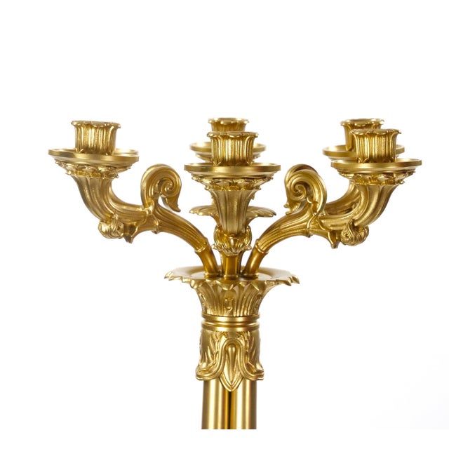Large Pair of Antique Charles X Style French Bronze Candelabra For Sale In New York - Image 6 of 12