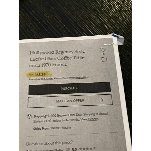 Hollywood Regency Lucite Glass Circa 1970 France Coffee Table For Sale - Image 11 of 12