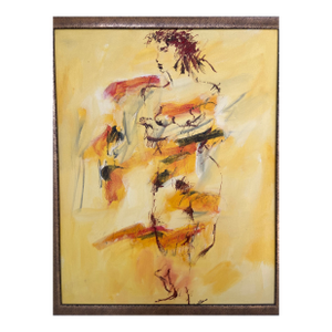 Late 20th Century Abstract Nude Woman, Acrylic on Canvas