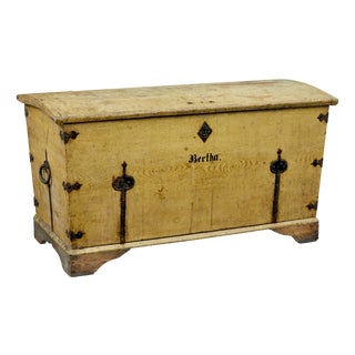 Antique Swedish Painted Pine Blanket Chest, 1850 For Sale