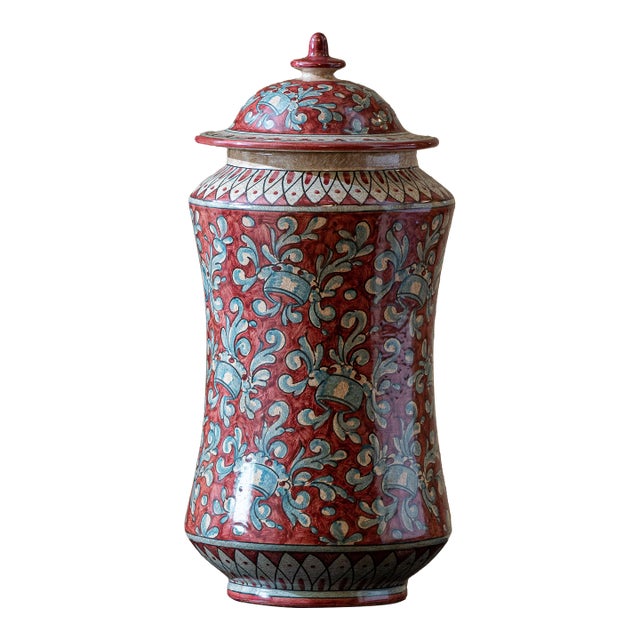 Vintage Biagioli Gubbio Italian Ceramic Majolica Urn For Sale