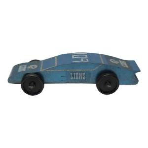 Vintage Hand-Crafted Wooden Model Car With Detriot Lions Graphics