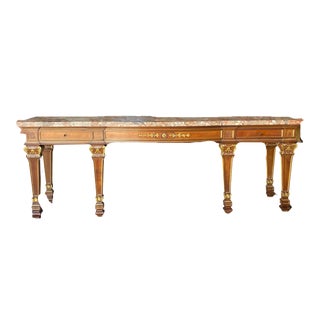 19th Century Gilt Bronze Walnut & Marble Top Console For Sale