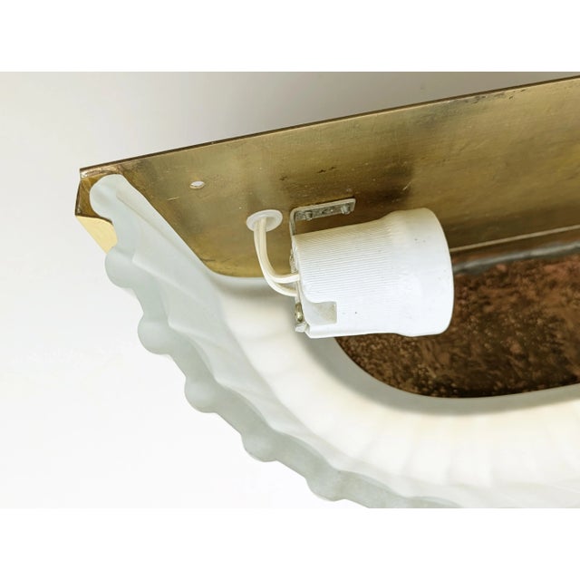 Metal Mid-Century Italian Metal Brass and Molded Glass Sconce from Fidenza Vetraria For Sale - Image 7 of 9