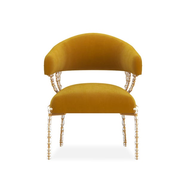 2020s Modern Chair in Gold Velvet For Sale - Image 5 of 6