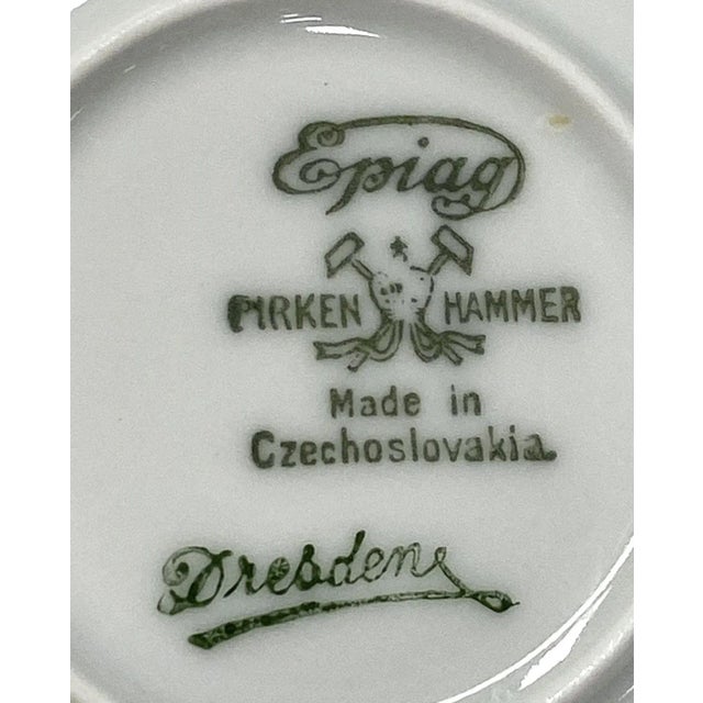 Ceramic Dresden Hand Painted Mid-Century Dinner Plates - Set of 10 For Sale - Image 7 of 12
