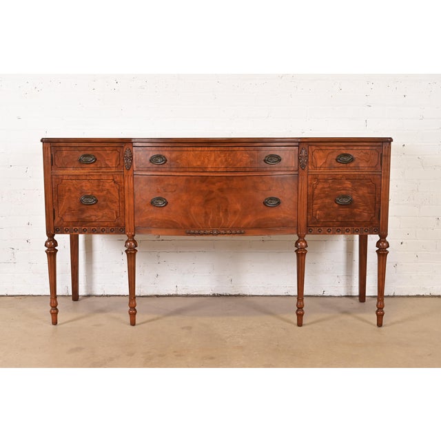 Baker Furniture Style French Regency Louis XVI Burled Walnut Sideboard Buffet, Circa 1940s For Sale - Image 17 of 17