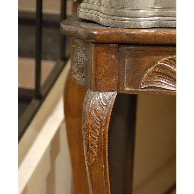 Wood 18th Century Louis XV Period Pewter Lavabo Mounted on Walnut Stand For Sale - Image 7 of 11