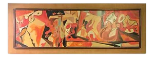 1950s Mid-Century Large Scale Bright Abstract Surrealist Painting