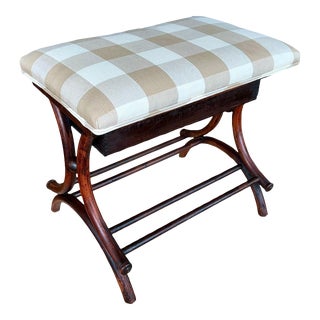 Early 20th Century Antique Provincial Style X-Form Upholstered Piano Bench For Sale