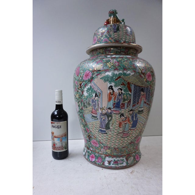 Large 64 cm vintage Oriental ceramic baluster vase/ ginger urnsfrom the Art Deco period, circa 1940 Made in China in the...