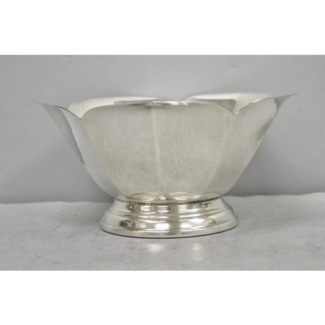 Vintage Mid Century Modern Silver Plated Lotus Flower Petal Decorative Bowl For Sale - Image 14 of 16
