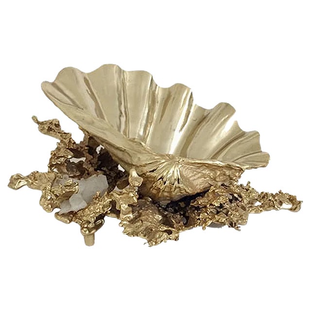 Bronze & Quartz Table Centrepiece by Claude Victor Boeltz, 1970s For Sale