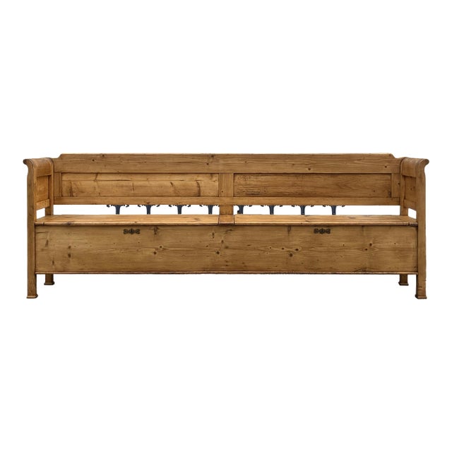 Pine Two Compartment Storage Bench or Settle For Sale