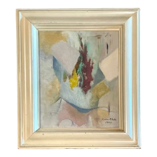 Vintage Original Abstract Oil Painting on Canvas For Sale