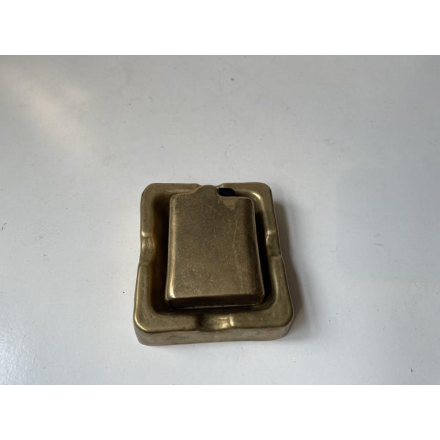 1970s Vintage Brutalist Lauterbach Ashtray and Lighter Holder in Bronze, 1970s, Set of 2 For Sale - Image 5 of 11