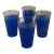 Italian Barware. Cobalt/Gold Filigree. Mid Century Modern Tumblers. Textured Cobalt Glass. Cerve. Italy. Set of 4. Bormioli Founded 1953 For Sale