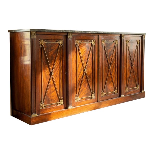 Vintage Quality Fine Mahogany Classical Style Console Cabinet For Sale