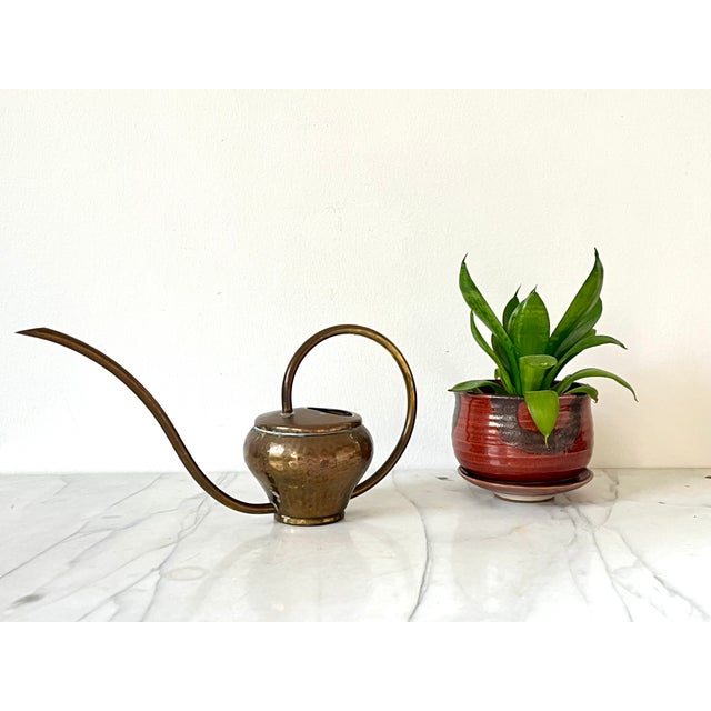 Vintage German hammered brass miniature watering can. Marked 31 Zint Handarbeit Some patina. Functions as should.