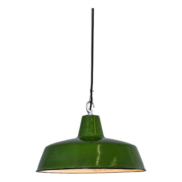Army Enamel Hanging Pendant Lamp, 1950s For Sale