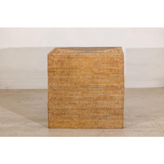 Large Vintage Woven Rattan Storage Box with Removable Lid For Sale - Image 9 of 15