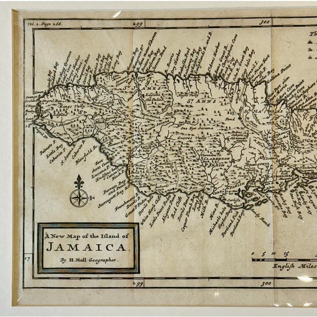 A finely engraved early 18th-century map of Jamaica by renowned London cartographer Herman Moll, published in 1716 in his...