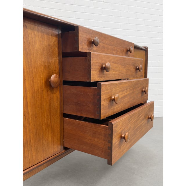 Wood Mid Century Modern Teak Credenza by A. Younger Ltd. | Vintage Sideboard, Made in England, C. 1960’s For Sale - Image 7 of 15