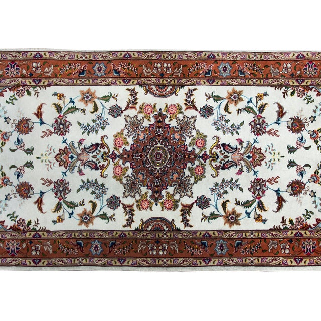 Ivory Vintage Persian Tabriz Rug For Sale - Image 8 of 16