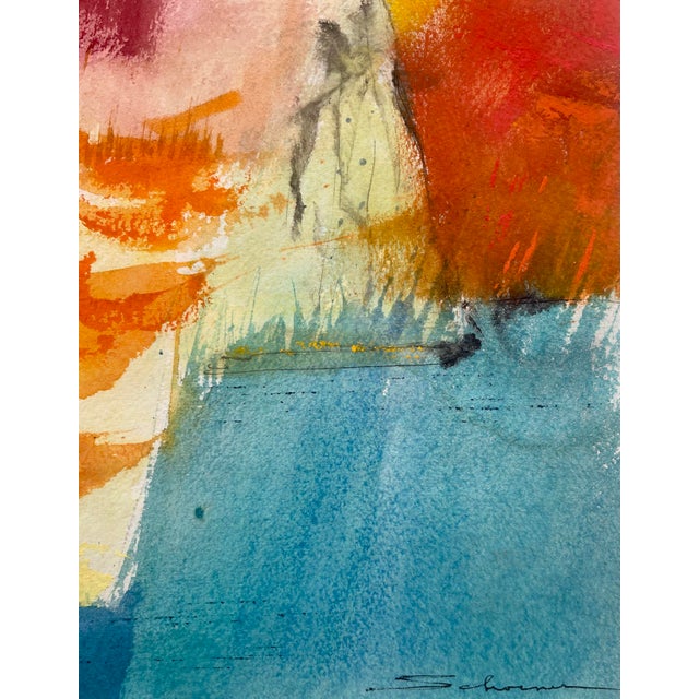 Jason Schoener Gouache Abstract Landscape Painting For Sale - Image 4 of 4