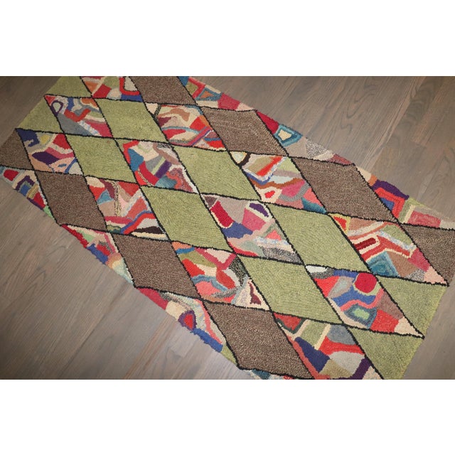 Early 20th Century Early 20th Century Zabihi Collection Dazzling American Hooked Small Rug - 2'4" x 5'1" For Sale - Image 5 of 6