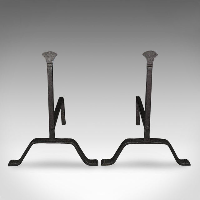 Victorian Pair of Antique Fire Dogs, English, Wrought Iron, Fireplace Andiron, Victorian For Sale - Image 3 of 10