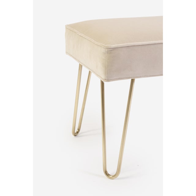 Metal Montage Ottomans on Brass Hairpin Legs - A Pair For Sale - Image 7 of 9