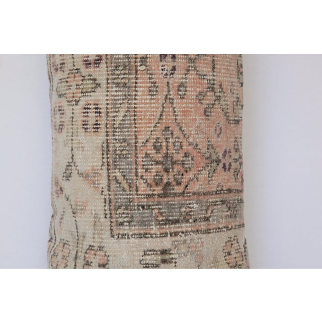 Vintage Turkish Rug Lumbar Pillow – Handwoven Anatolian Wool on Cotton Cushion Cover -13'' X 35'' In For Sale - Image 11 of 15