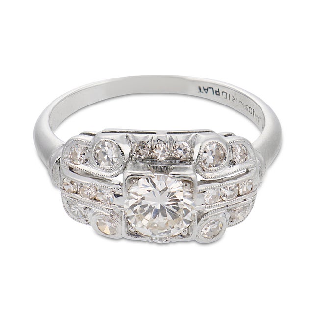 Art Deco 1930s Art Deco Diamond Platinum Engagement Ring, Size 6 For Sale - Image 3 of 7