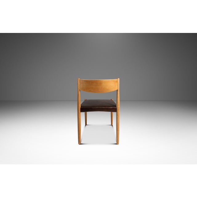 Mid-Century Modern Restored Mid-Century Danish Modern Side / Dining Chair in Oak & Leather by Poul Volther for Frem Røjle, Denmark, C. 1970s For Sale - Image 3 of 18